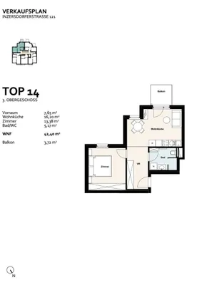 2-Zimmer-Wohnung kaufen in Wien – 42,43 m², € 249.000 – Bild 12 von 12