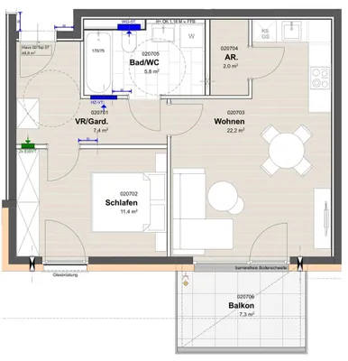 2-Zimmer-Wohnung mieten in Salzburg-Umgebung – 48,8 m², € 1.346 – Bild 9 von 9