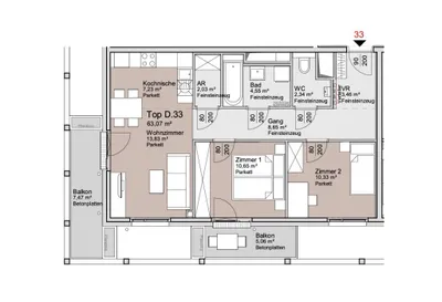 3-Zimmer-Wohnung mieten in Wien – 63,07 m², € 1.549 – Bild 11 von 11