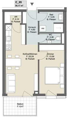 2-Zimmer-Wohnung kaufen in Graz-Umgebung – 49,9 m², € 216.000 – Bild 9 von 11