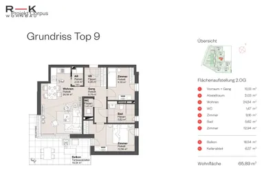 3-Zimmer-Wohnung kaufen in Salzburg-Umgebung – 65,89 m², € 463.000 – Bild 2 von 2