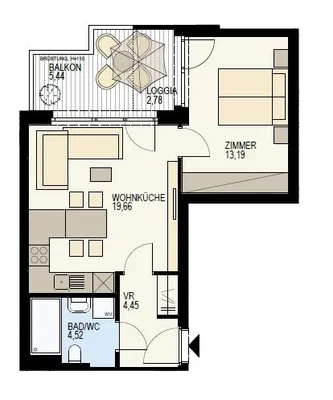 2-Zimmer-Wohnung kaufen in Wien – 44,6 m², € 449.600 – Bild 12 von 14