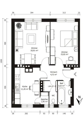 2-Zimmer-Wohnung mieten in Sankt Pölten – 58 m², € 827 – Bild 12 von 12