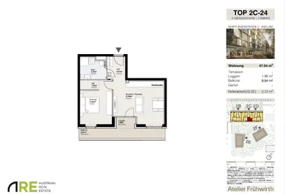 2-Zimmer-Wohnung mieten in Linz – 47,54 m², € 808 – Bild 4 von 4