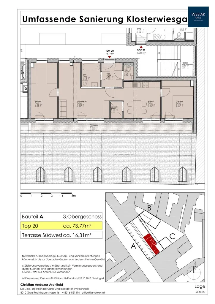 Klosterwiesgasse 3/20 - 3 Zimmerwohnung mit einer ca. 17 m² großen Terrasse (Südwest) in zentraler Lage - Widok 2
