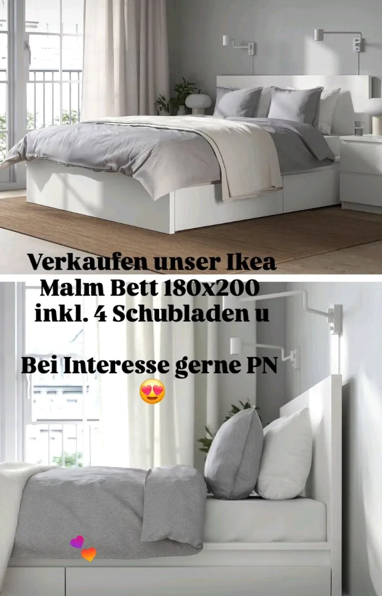 Ikea Malm Bett Schubladen Lattenrost, € 300,- (2731 Dörfles)