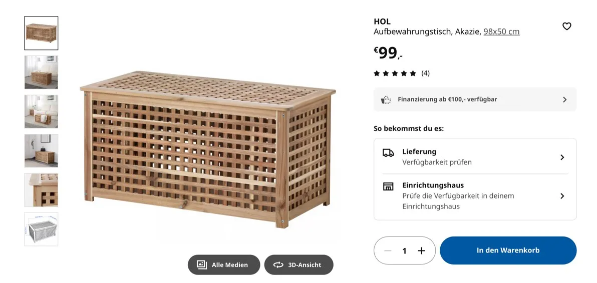 Ikea Hol Holztruhe, € 55,- (1080 Wien)