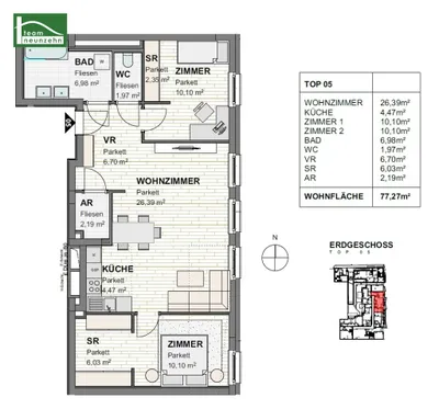 3-Zimmer-Wohnung mieten in Sankt Pölten – 77,27 m², € 1.049 – Bild 24 von 24