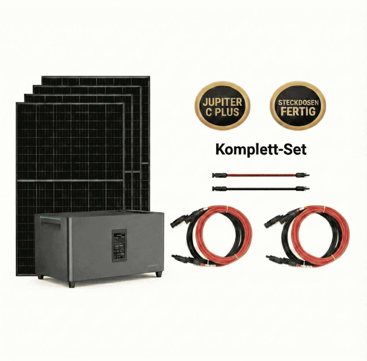 1800Wp Balkonkraftwerk mit 2,56kWh Speicher Marstek Jupiter C Plus Balkonanlage mit Batterie steckerfertig