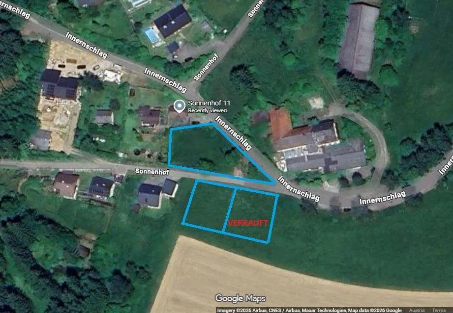 2 Baugründe mit Ausblick in Innerschlag/Zwettl an der Rodl. Idyllische Lage !!! 1 x 613 m² und 1121 m² - Ansicht 3