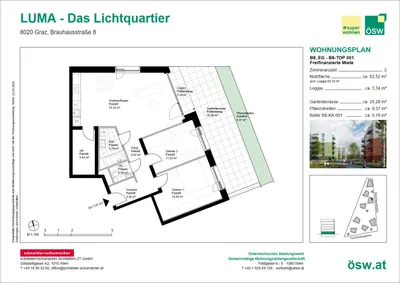 3-Zimmer-Wohnung mieten in Graz – 83,5 m², € 1.215 – Bild 2 von 4