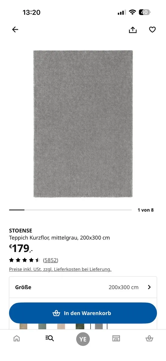 IKEA STOENSE Teppich 200x300 cm grau, € 20,- (1110 Wien)