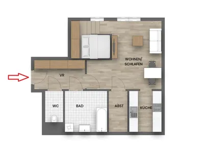 1-Zimmer-Wohnung mieten in Wien – 31,87 m², € 890 – Bild 8 von 16