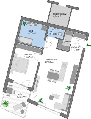 2-Zimmer-Wohnung mieten in Innsbruck-Land – 68 m², € 1.598 – Bild 8 von 9