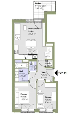 3-Zimmer-Wohnung kaufen in Wien – 55,77 m², € 475.000 – Bild 8 von 9