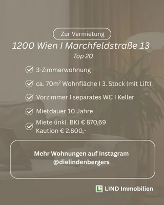 3-Zimmer-Wohnung mieten in Wien – 70,85 m², € 871