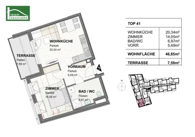 2-Zimmer-Wohnung mieten in Sankt Pölten – 46,83 m², € 773 – Bild 21 von 21