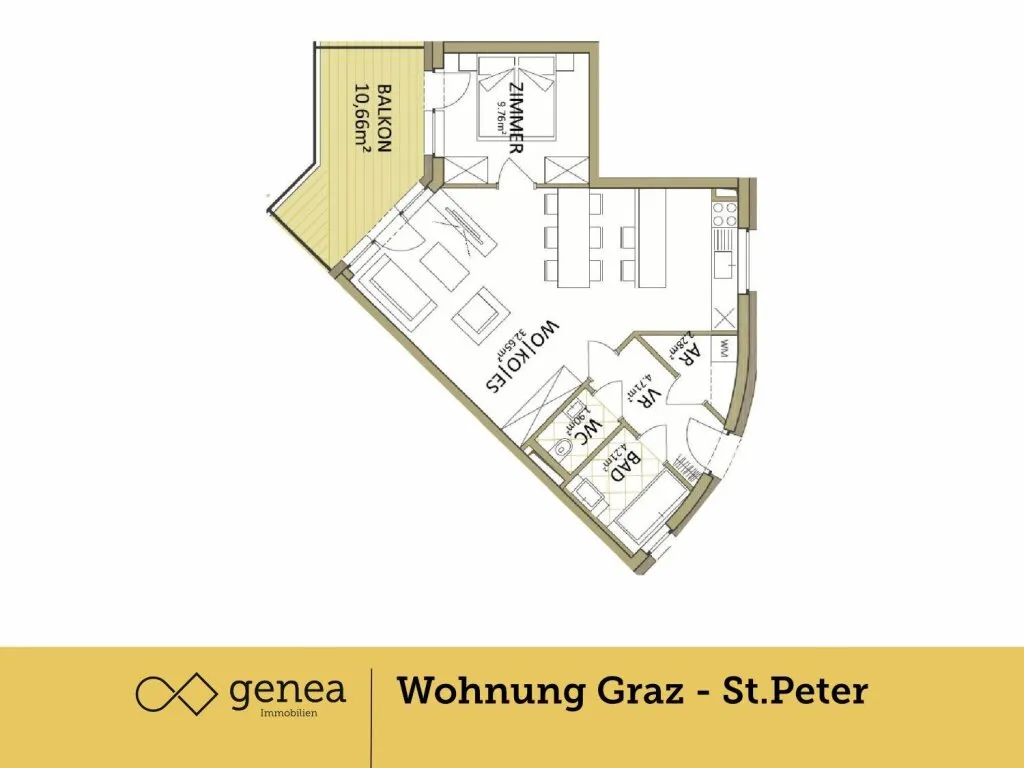 Sehr Gute Lage - Moderne Neubauwohnung mit Balkon & Tiefgarage in Graz St. Peter - Ansicht 3