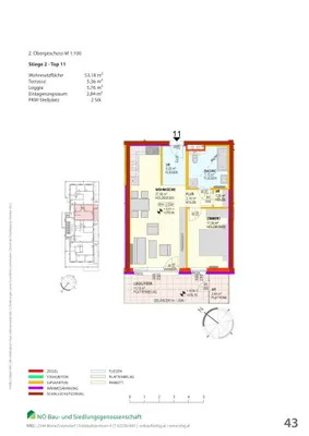 2-Zimmer-Wohnung mieten in Sankt Pölten Land – 53,18 m², € 757 – Bild 2 von 3