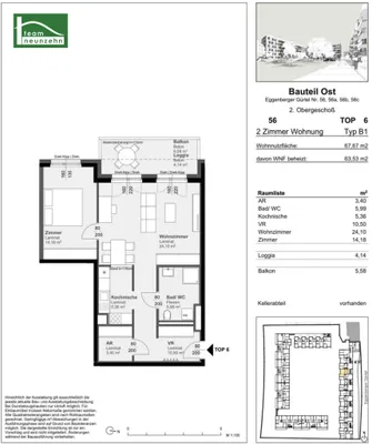 2-Zimmer-Wohnung mieten in Graz – 63,53 m², € 773 – Bild 14 von 14