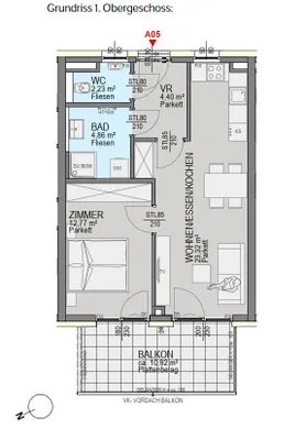 2-Zimmer-Wohnung kaufen in Graz – 47,7 m², € 340.900 – Bild 5 von 5