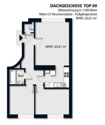 3-Zimmer-Wohnung mieten in Wien – 63 m², € 922 – Bild 9 von 10