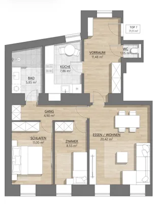 2-Zimmer-Wohnung kaufen in Wien – 71,51 m², € 490.000 – Bild 9 von 9