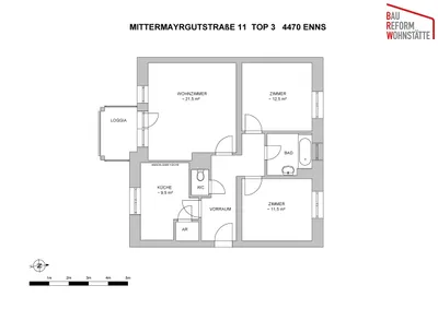 3-Zimmer-Wohnung mieten in Linz Land – 73,73 m², € 842 – Bild 3 von 12