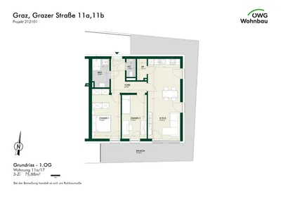 3-Zimmer-Wohnung mieten in Graz – 76 m², € 1.261 – Bild 6 von 6