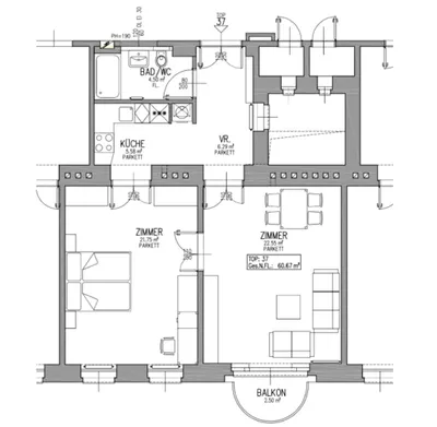 2-Zimmer-Wohnung mieten in Wien – 61 m², € 1.180 – Bild 14 von 14