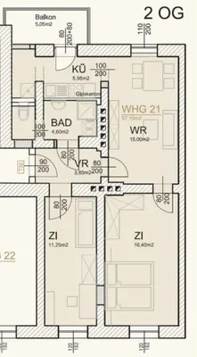 3-Zimmer-Wohnung mieten in Graz – 57 m², € 705 – Bild 9 von 9