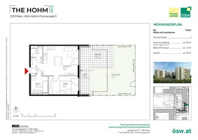 2-Zimmer-Wohnung mieten in Wien – 59,01 m², € 1.089 – Bild 2 von 5