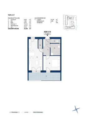 2-Zimmer-Wohnung mieten in Melk – 52,54 m², € 617 – Bild 2 von 2