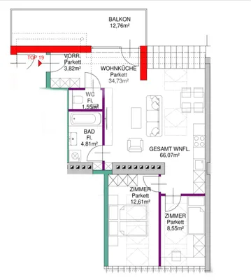 3-Zimmer-Wohnung kaufen in Wien – 66,07 m², € 363.000