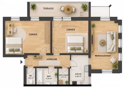 3-Zimmer-Wohnung mieten in Sankt Pölten Land – 75 m², € 774 – Bild 2 von 17