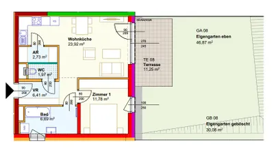 2-Zimmer-Wohnung mieten in Horn – 53,5 m², € 483 – Bild 3 von 3