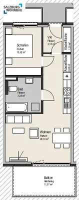 2-Zimmer-Wohnung mieten in Salzburg-Umgebung – 52 m², € 1.210 – Bild 2 von 2