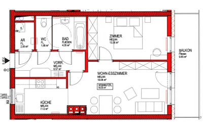 Wohnung mieten in Zwettl – 54,33 m², € 563 – Bild 3 von 3