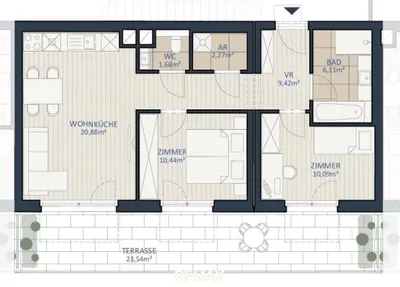 3-Zimmer-Wohnung kaufen in Tulln – 60,89 m², € 485.000 – Bild 2 von 8