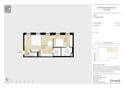 2-Zimmer-Wohnung kaufen in Wien – 56,33 m², € 395.000 – Bild 2 von 8