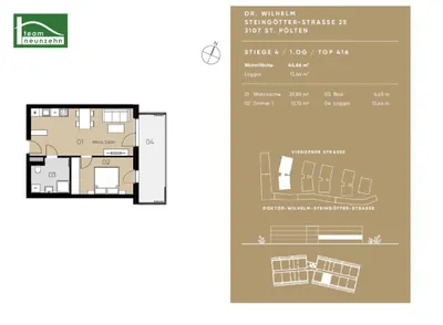 2-Zimmer-Wohnung mieten in Sankt Pölten – 44,66 m², € 799 – Bild 24 von 24