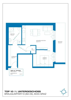 2-Zimmer-Wohnung mieten in Graz – 50,92 m², € 826 – Bild 9 von 9
