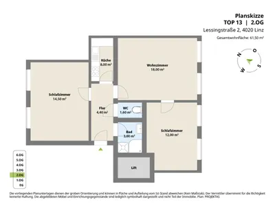 3-Zimmer-Wohnung mieten in Linz – 57,2 m², € 892 – Bild 9 von 9