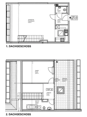 DACHGESCHOSS, FERNLICK, 95 m2 Neubau mit 22 m2 Freifläche, Wohnküche, 1 Zimmer, Wannenbad, Parketten, Innstraße – Bild 3
