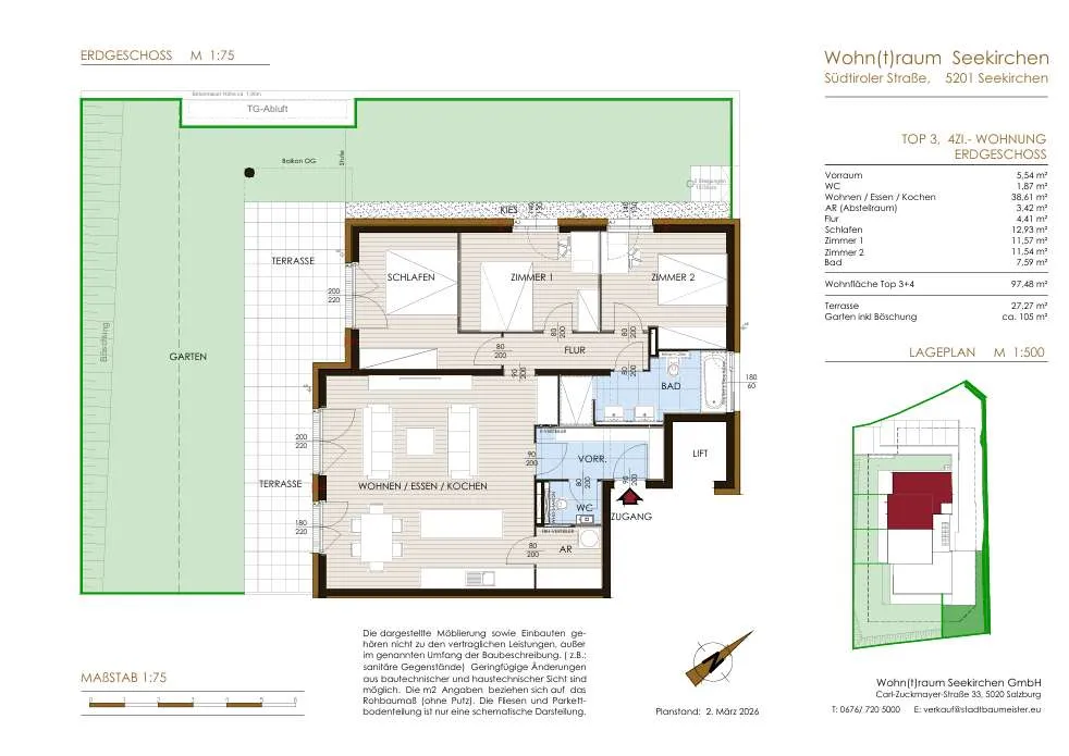 4-Zimmer-Wohnung: Wohn(t)raum Seekirchen - Stilvolles Neubauprojekt - TOP 3 - Finanzierbar mit der neuen Wohnbauförderung - Ansicht 2