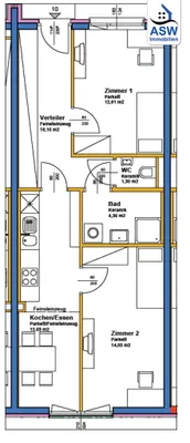 2-Zimmer-Wohnung mieten in Graz – 56 m², € 789 – Bild 9 von 9