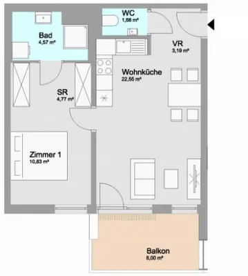 2-Zimmer-Wohnung mieten in Wien – 48 m², € 990 – Bild 6 von 6