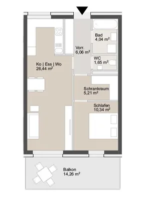 2-Zimmer-Wohnung mieten in Graz – 54,31 m², € 800 – Bild 9 von 10