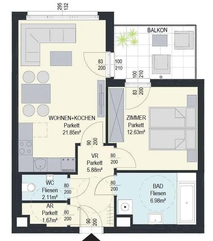 Ruhige 2 Zimmer Neubauwohnung - Nordbahnhof - Ansicht 3