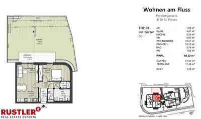 2-Zimmer-Wohnung kaufen in Sankt Pölten – 56,39 m², € 257.500 – Bild 14 von 16